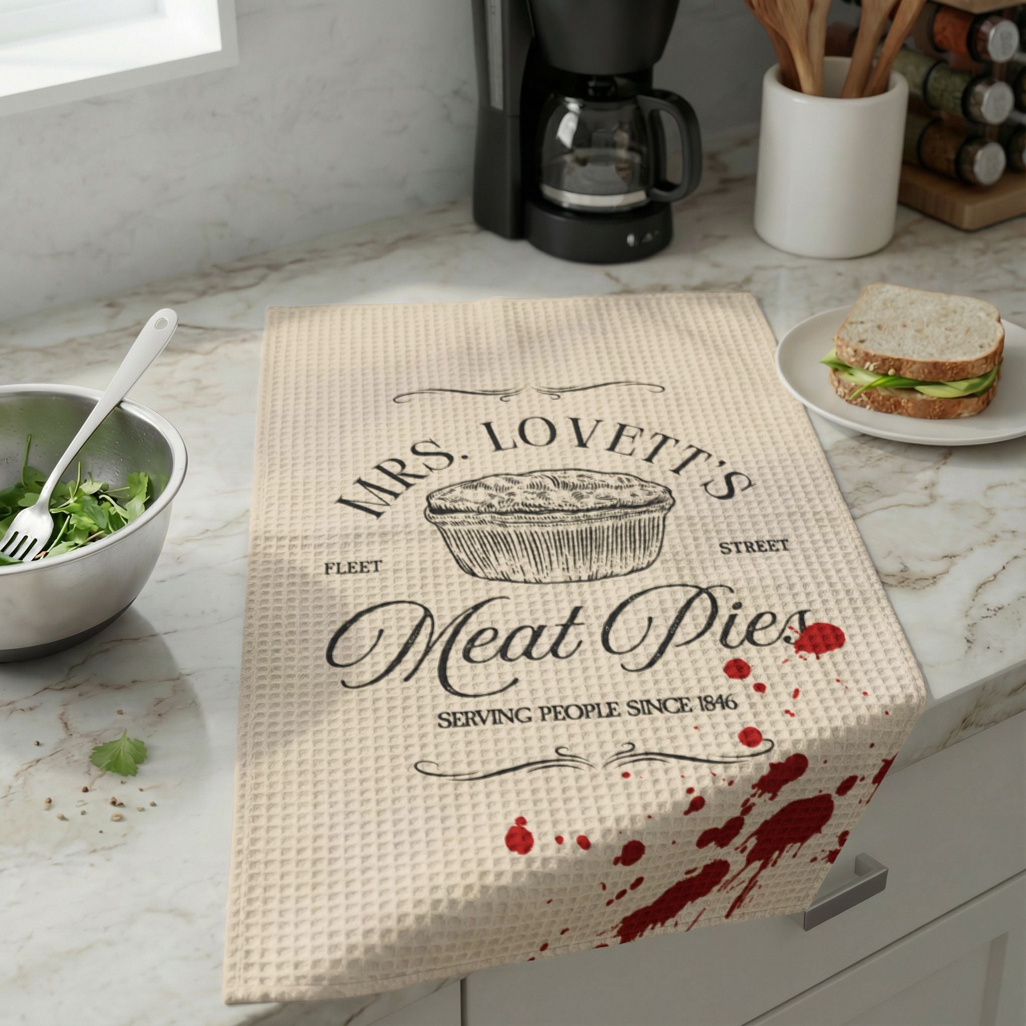 Mrs. Lovett's Meat Pies Kitchen Tea Towel